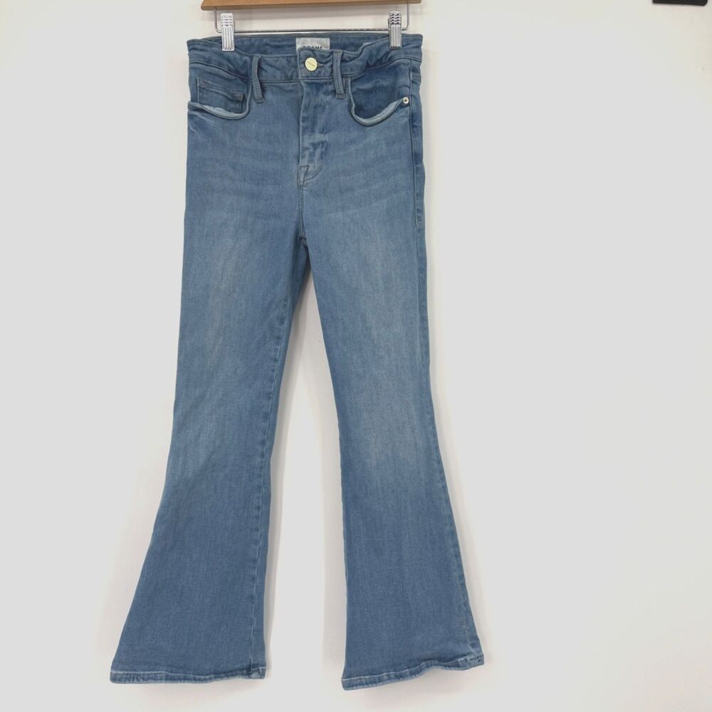 FRAME Women's‎ Size 1 Le One Crop Mini Boot Cut High Rise Blue Stretch Denim